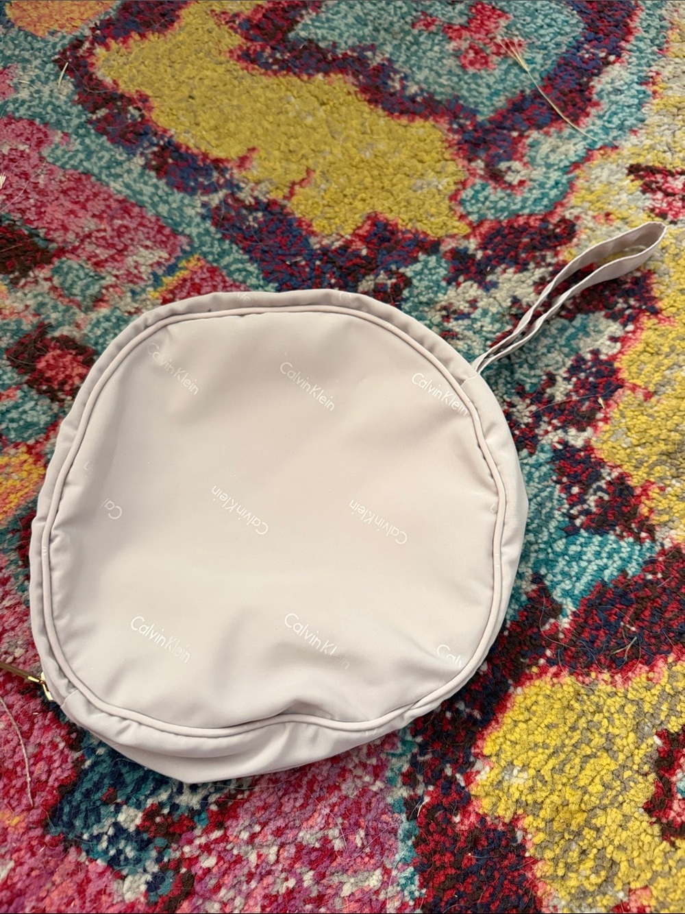 Calvin Klein Beige Round Wristlet Pouch